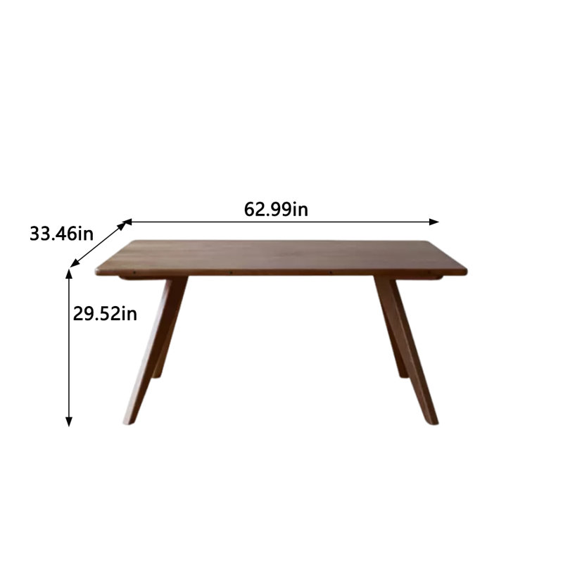 Solid Wood Dining Table, Walnut, 33.46" W x 62.99" L