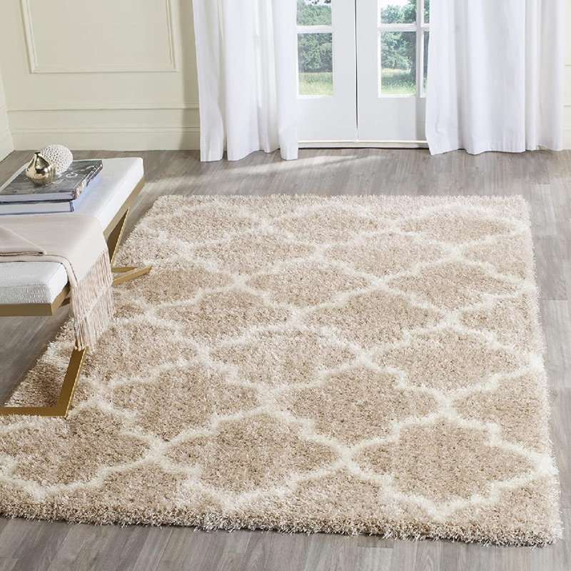 Tapis performance à poil long à motif géométrique Montréal Bertl, Rectangle 4 pi x 6 pi