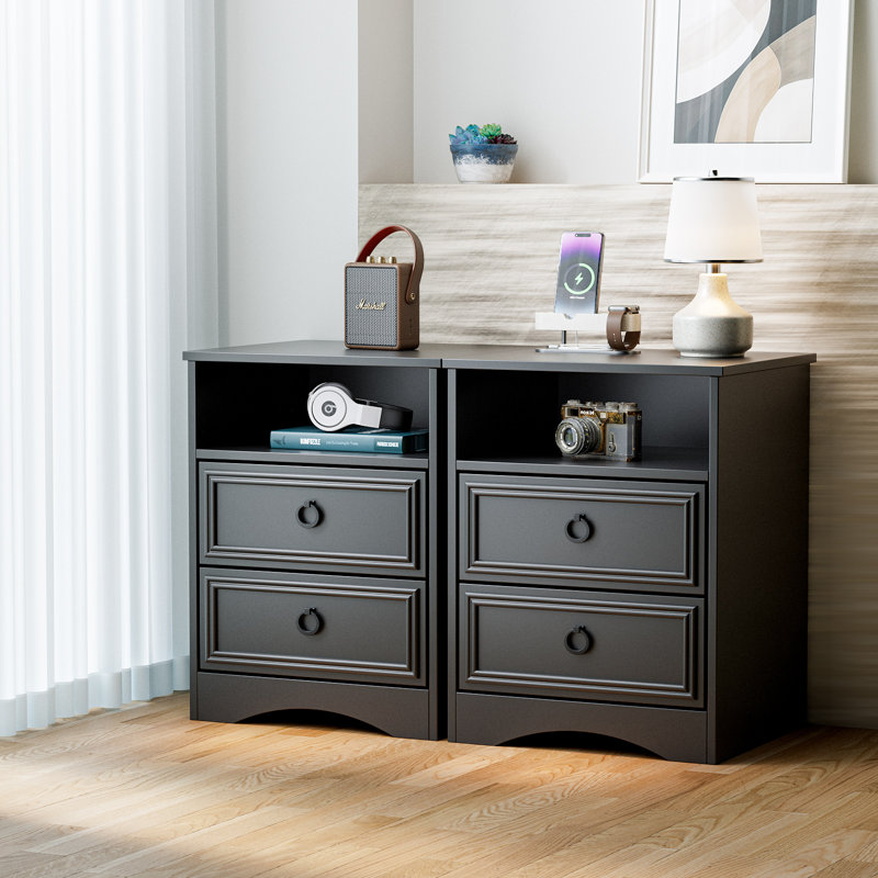Kashiff 2 - Drawer Nightstand, Black