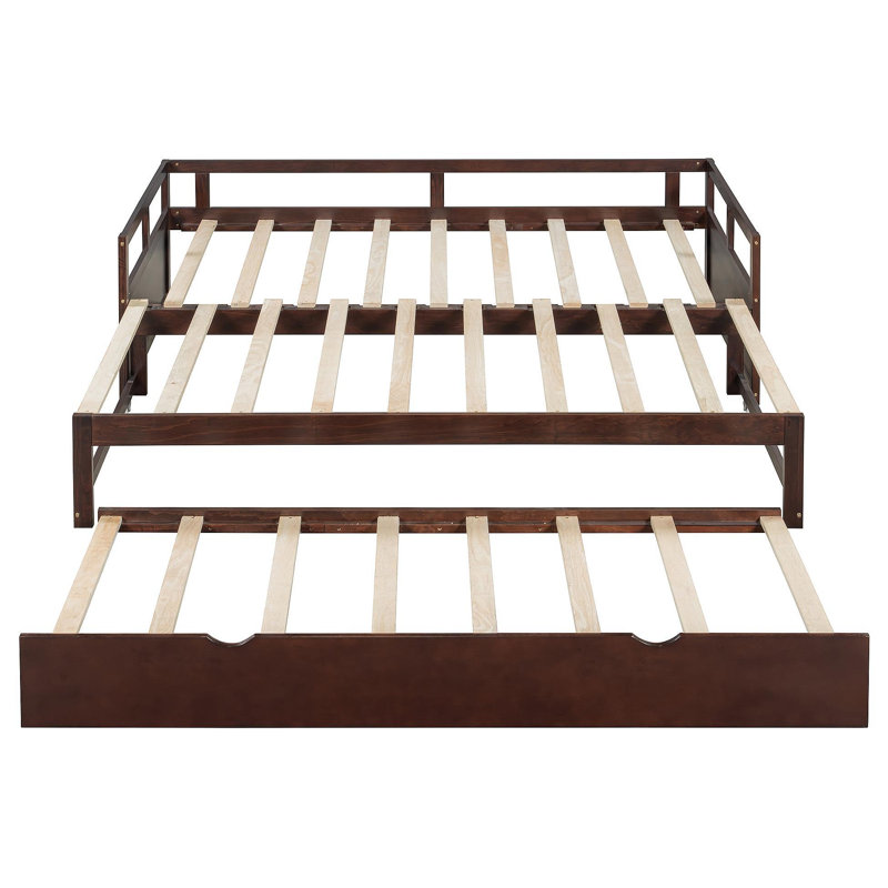 Lit de jour extensible avec couchette, lit de jour en bois avec couchette, espresso