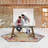 Glass Top Solid Wood Base Dining Table