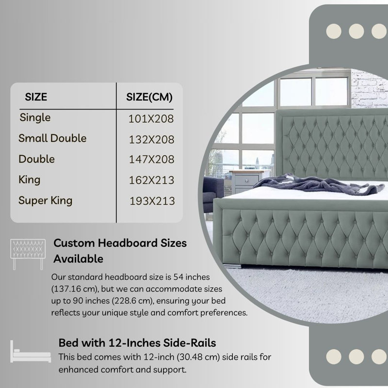 Chanoa Upholstered Ottoman Storage Bed, Grey, Small Double (4')