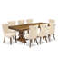 L'ensemble de table de salle à manger 9 pièces Xtenczar comprend une table rectangulaire et 8 chaises de salle à manger en polyester beige clair, 44 x 100 pouces, noyer antique-751210796