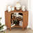 Fluted Corner Cabinet With Sliding Doors And Adjustable Shelves, Small Corner Floor Cabinet, Freestanding Narrow Storage Cabinet-1724270965