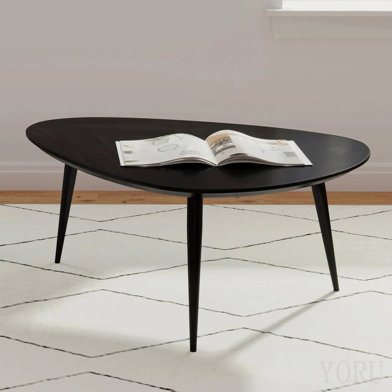Triangular Solid Wood Coffee Table, Black