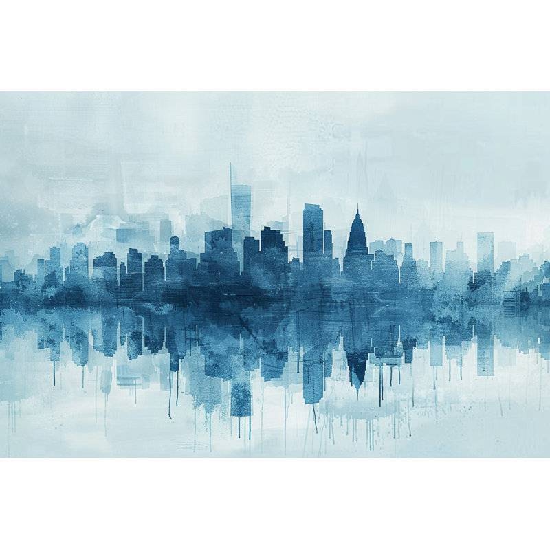 Art indigo sur toile tendue, H 16 po x l 24 po x P 1,5 po