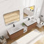 Meuble-lavabo mural avec lavabo de comptoir en résine, combinaison de 1 tablette de rangement et 4 portes à fermeture douce-130549978