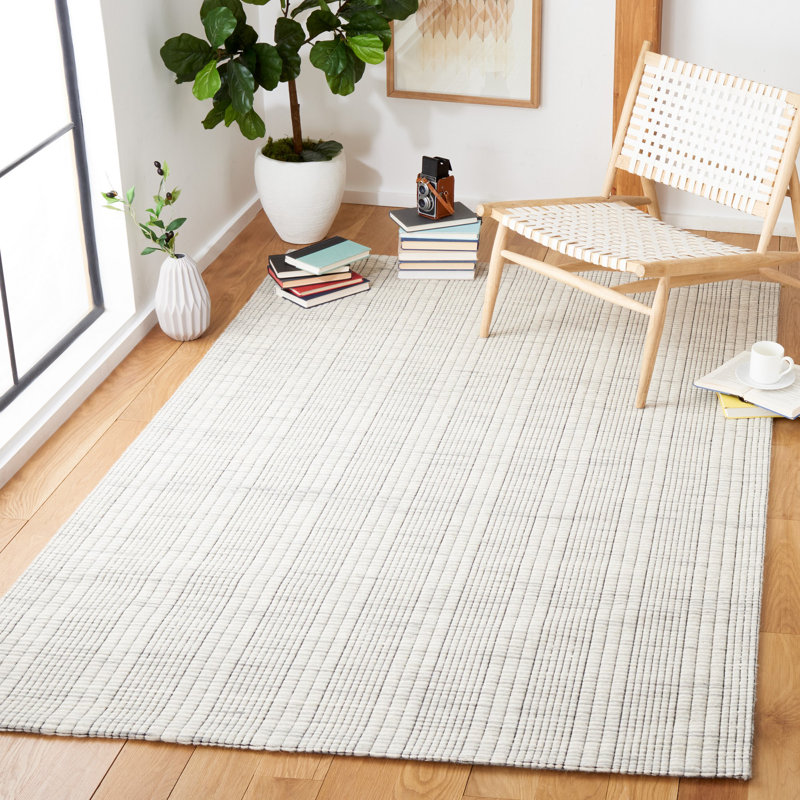 Tapis gris / beige en laine tissé à la main Hoxton, Rectangle 8 pi x 10 pi