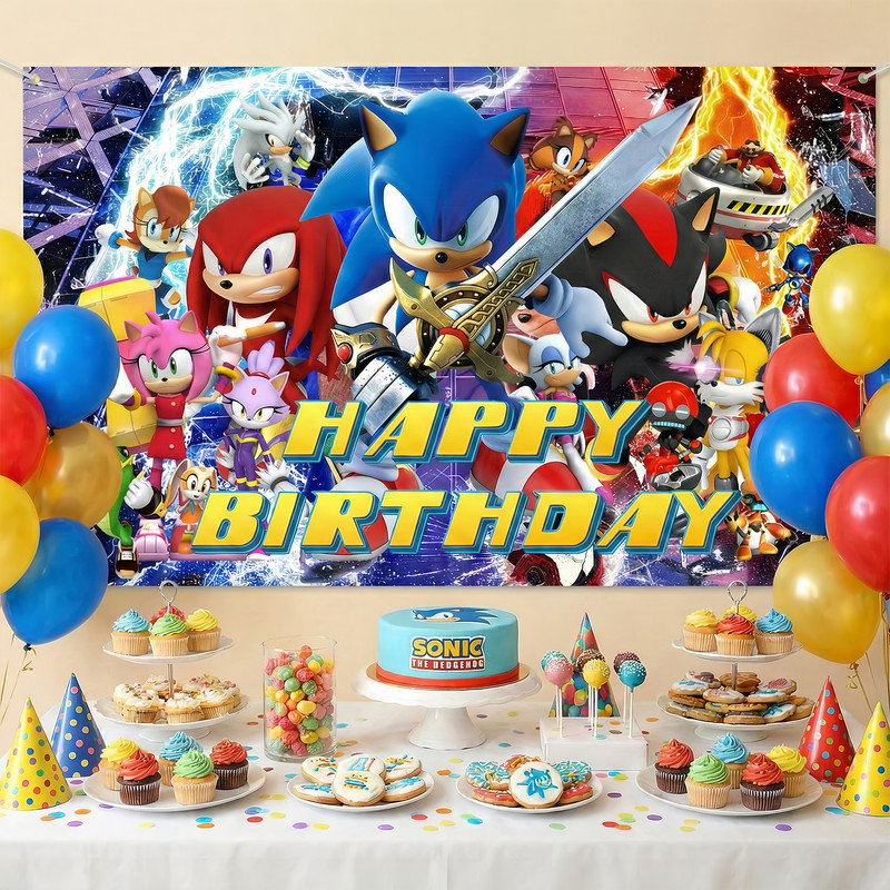 Sonic Backdrop,43.3"* 70.8" Sonic Birthday Backdrop Sonic Photo Backdrop Sonic Party Backdrop