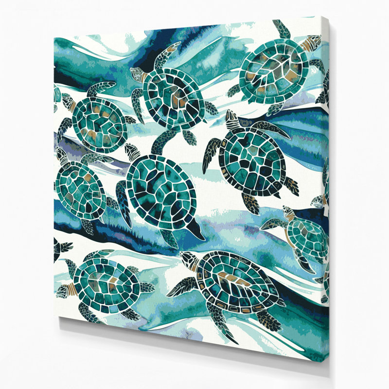 «Hawaiian Honu», art mural sur toile bleue, H 32 po x l 32 po