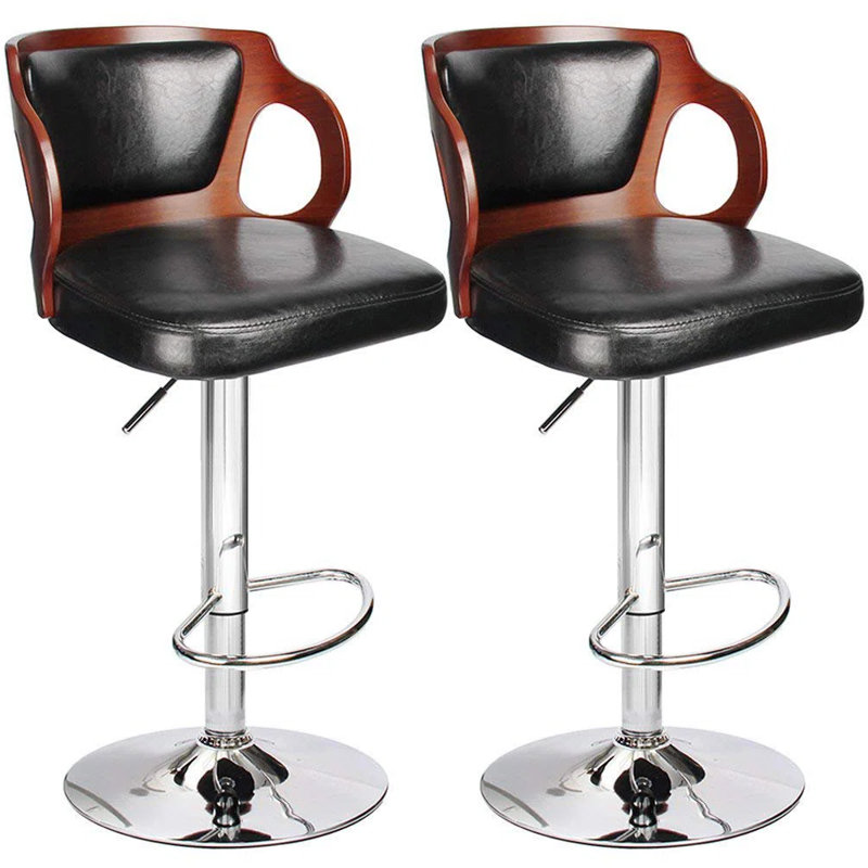 Hartung PU Leather Adjustable Height 360° Swivel Stool, Black, 2