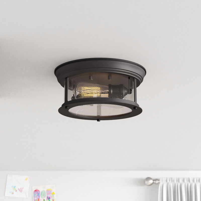 Canale Glass Flush Mount, 5.5"H x 11"W x 11"D, Bronze