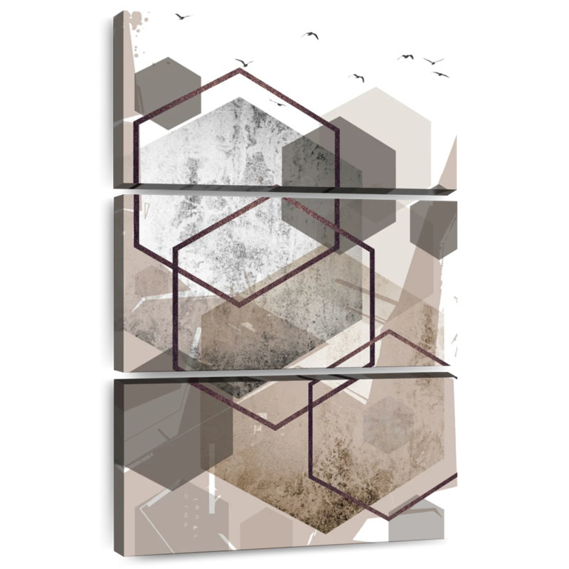 Avery Abstract Hexagons Beige I, 38" H x 24" W