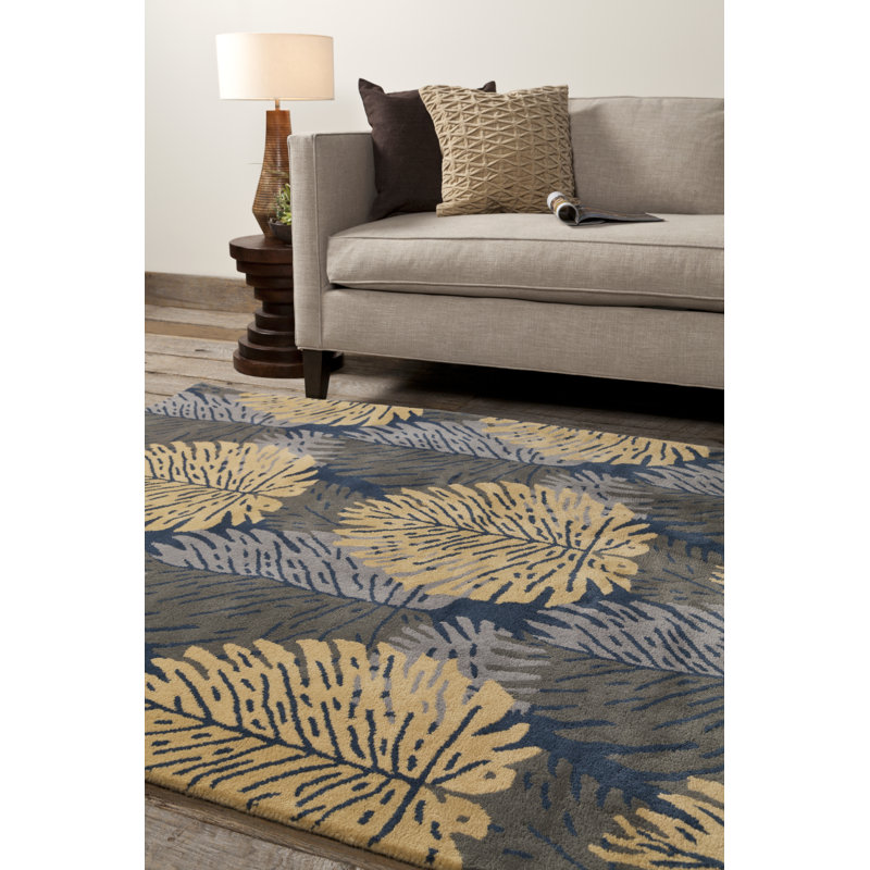 Bingham / Citori Authentic Hand-Tufted Handmade Modern Tropical Stylized Palm Fronds Wool Area Rug, Rectangle 7'9" x 10'6"