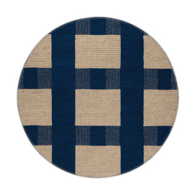 Checkered Blue Indoor and Outdoor Area Rug
