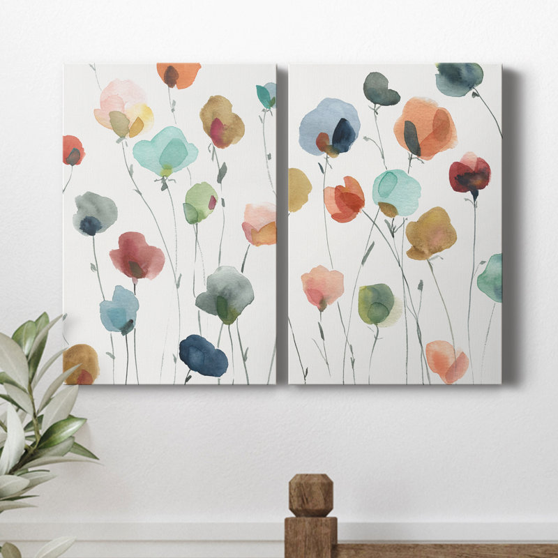 Ameelia Lollipop Garden I - ensemble de 2 peintures, H 27 po x l 36 po, Toile tendue, Sans cadre