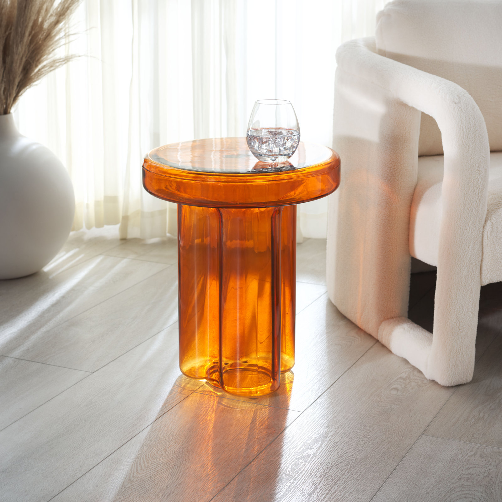 Padraic Glass End Table, Orange