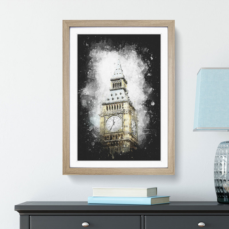 Big Ben - Picture Frame Graphic Art Print, 45cm H x 33cm W x 2cm D, Oak Framed