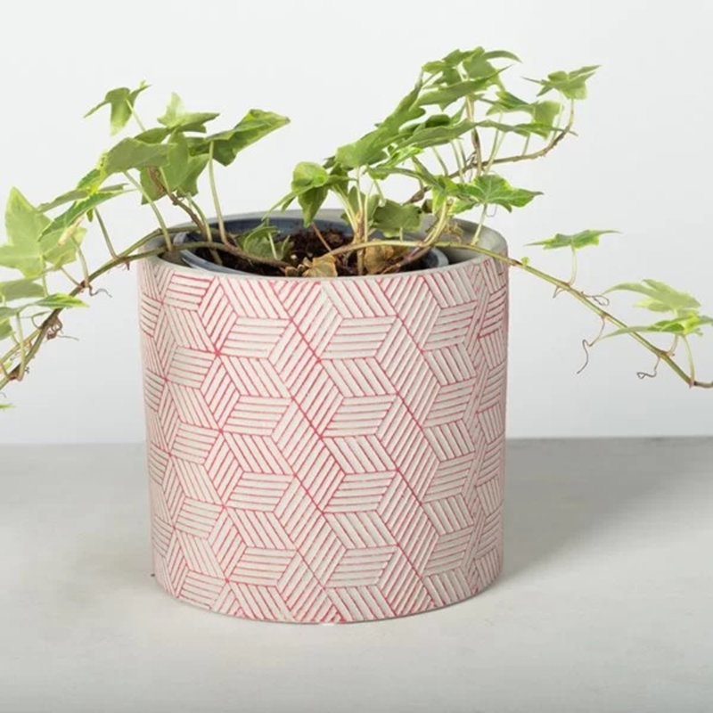 Pot de fleurs en métal Anan, Rose