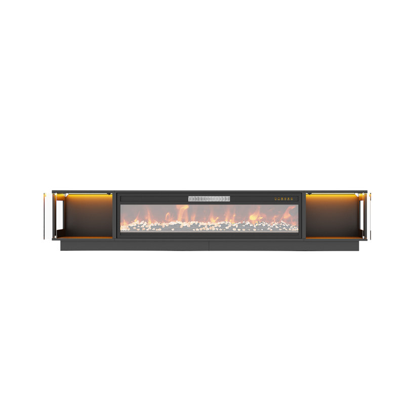 78.7'' TV Stand With 46.1'' Electric Fireplace, Color-Changing LED Lights, Tempered Glass Doors, And USB Power – MDF Frame, 1500W Heater