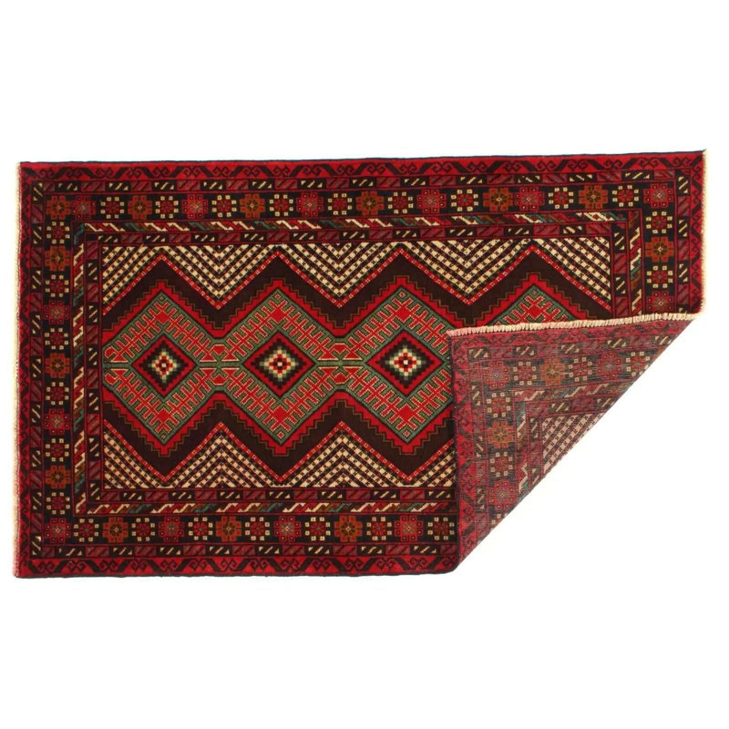 Kutchins Cotton Oriental Area Rug in Red