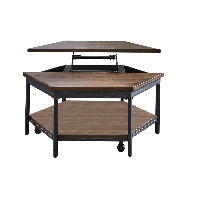 Ultimo - Table de cocktail hexagonale à plateau relevable - Brun