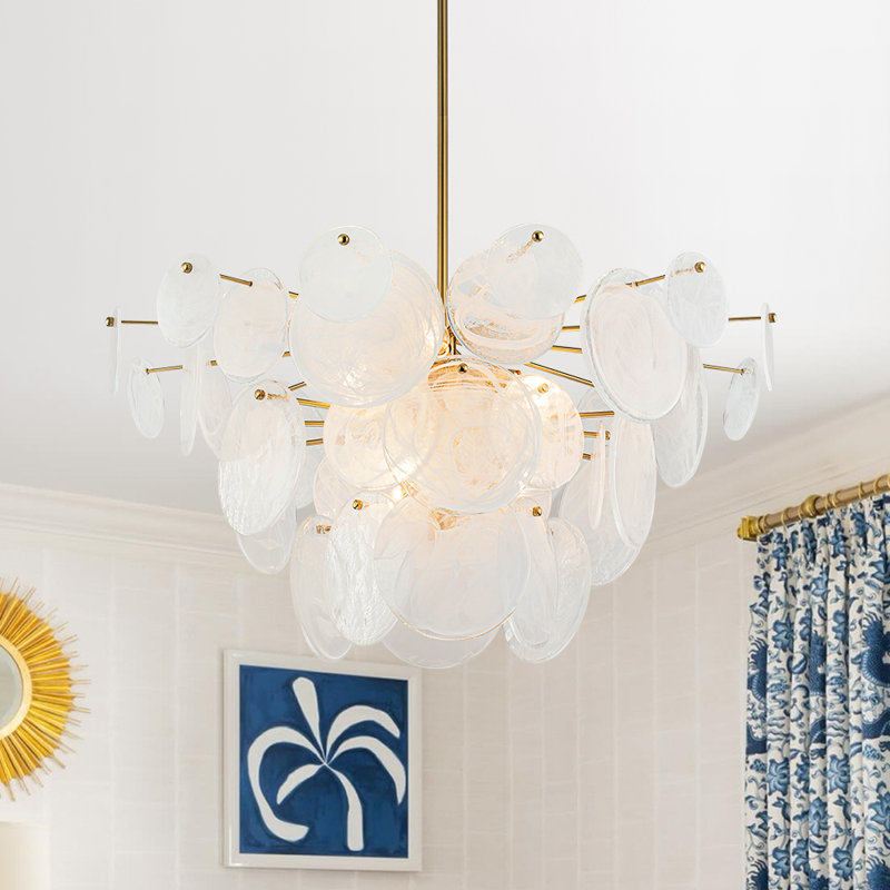 9-Light Layered Handmade Glass Chandelier