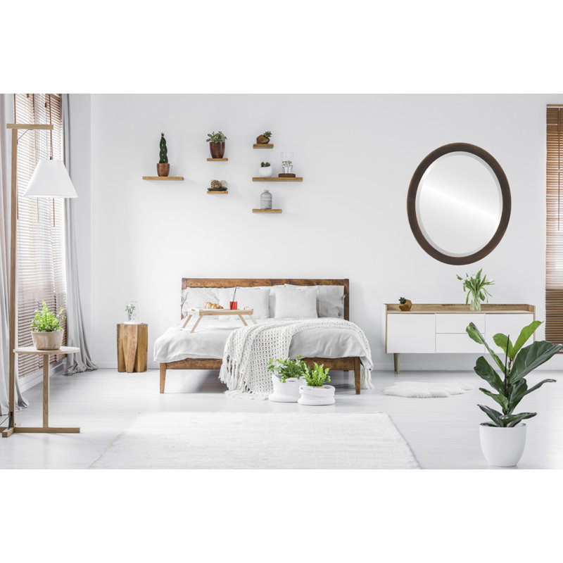 Azalaya Wood Flat Wall Mirror, Rubbed Bronze, 18" H x 14" W