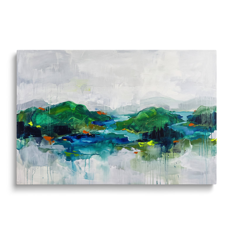 Tableau abstrait à l'huile sur toile multicolore verte, art mural moderne et contemporain pour salon, chambre et bureau à domicile