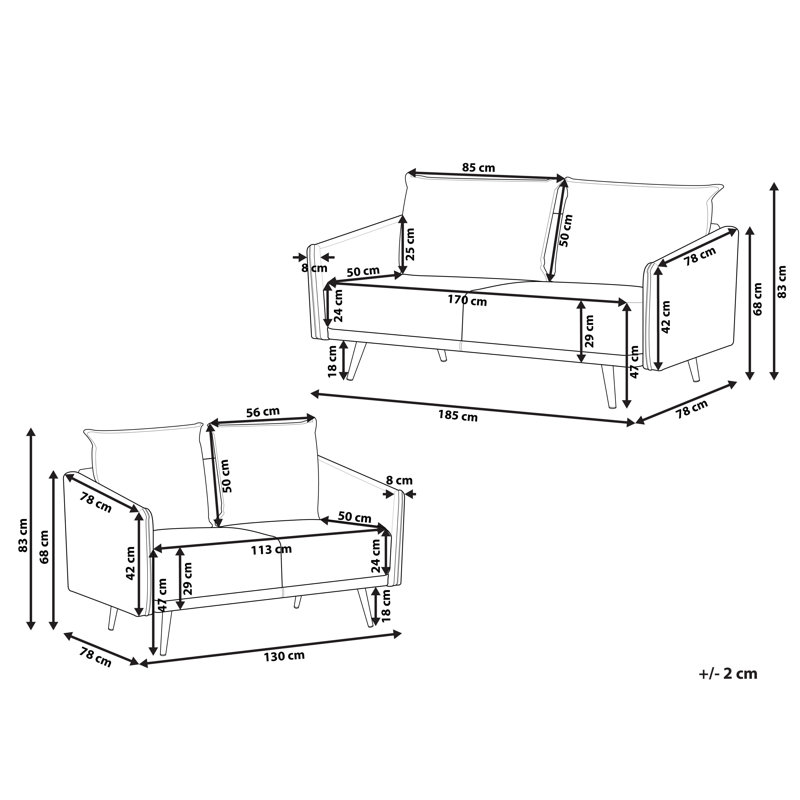 Abiyah 2 - Piece Living Room Set