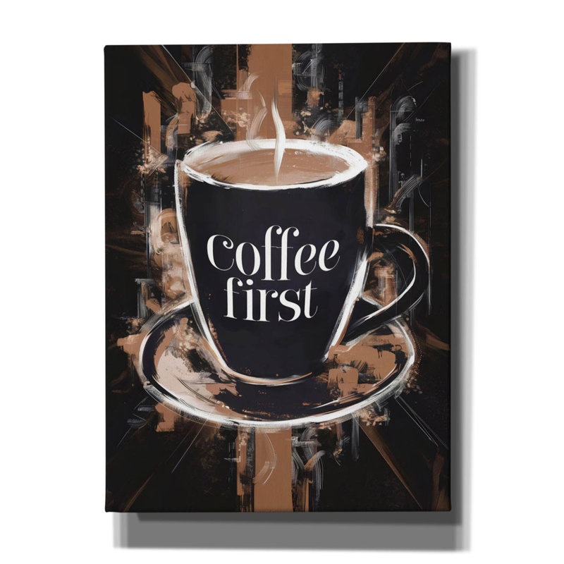 «Coffee First» par Andreas Magnusson, art mural sur toile, H 54 po x l 40 po x P 1,5 po