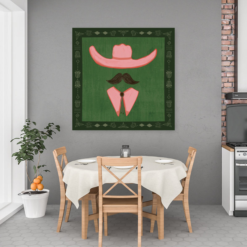 «Pink Cowboy Icon», art floral abstrait rétro minimaliste, H 48 po x l 48 po