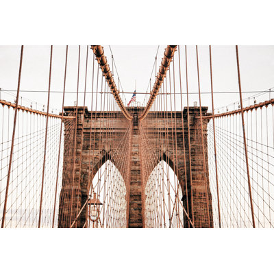 Pont suspendu, pont de New York, pierre, brun clair, blanc