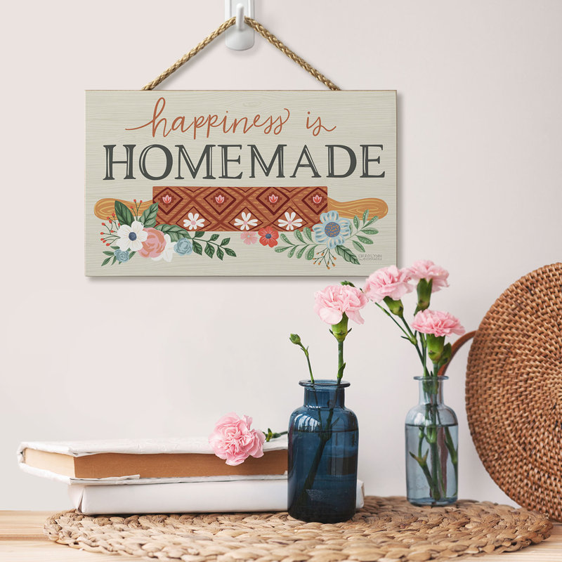 Panneau décoratif suspendu en bois Happiness is Hom faits à la main 9,5 po x 5,75 po