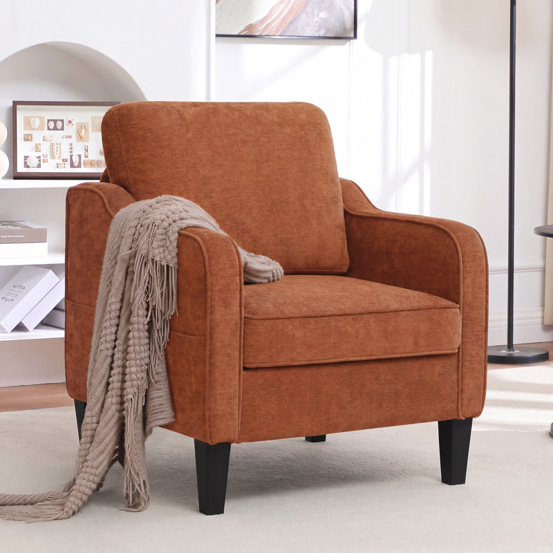 Chaises d'appoint Mid-Century avec coussins amovibles, Orange