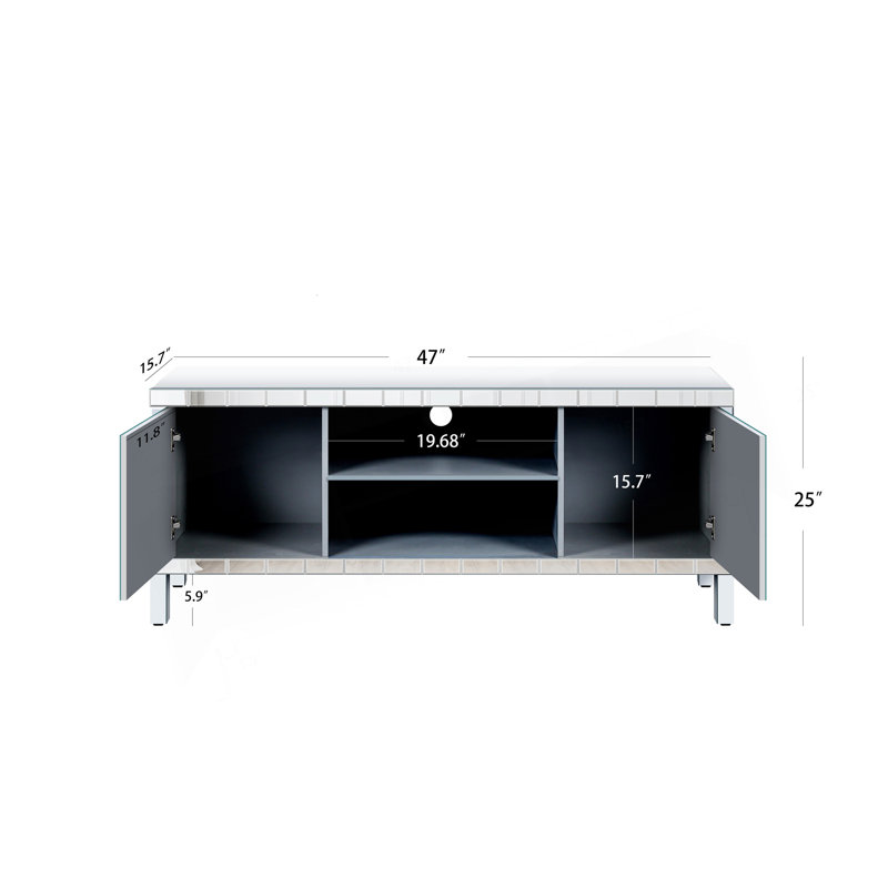 Meuble télé 47 pouces avec portes en verre Diamond