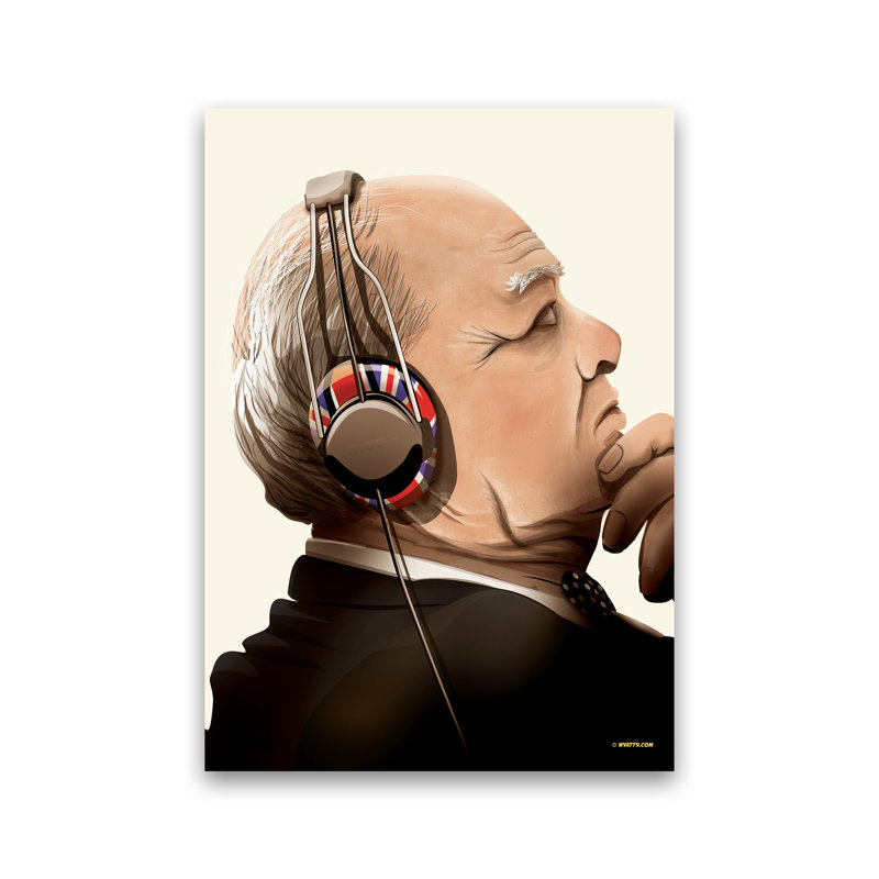 Churchill Headphones - Print, No Framed, 60cm H x 42cm W x 1cm D