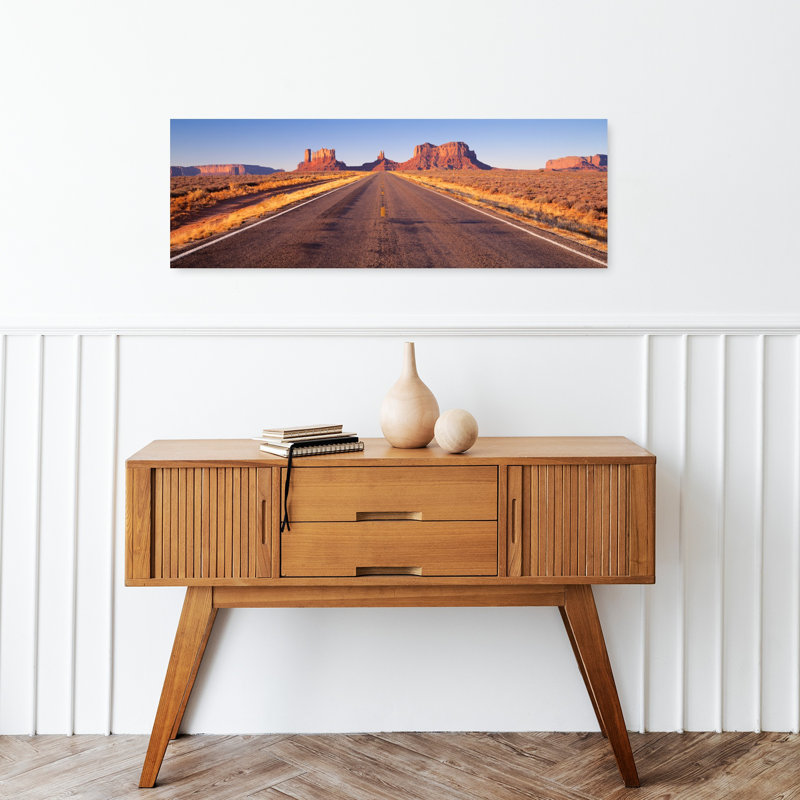 Route, Monument Valley, Arizona, États-Unis, art contemporain abstrait, architecture murale, H 12 po x l 36 po