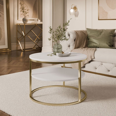 CIRI SLIM Round Coffee Table with Shelf