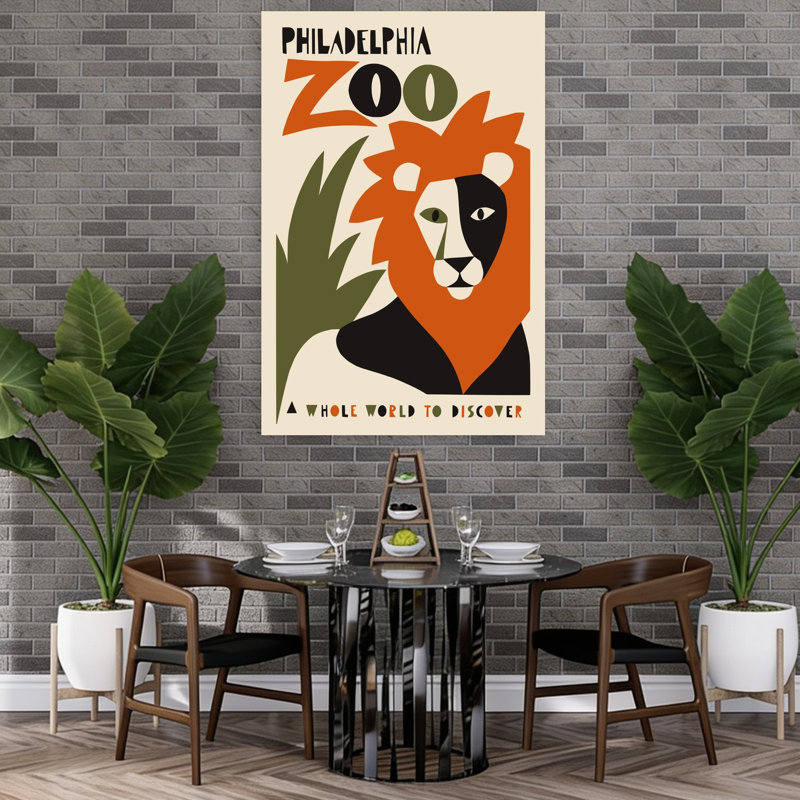 Philadelphia Zoo Lion Abstract Bold Modern Cat Lion Nature Wall Art Print by Patryk Krygowski - Wrapped Canvas Print