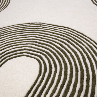 Brinlie Wool Hand Woven Cream/Green Area Rug