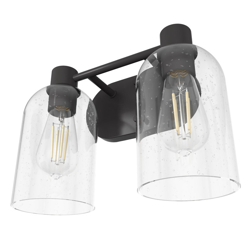 Hunter Lochemeade Noble Bronze 2 Light Vanity Wall Light Fixture, Clear, Noble Bronze