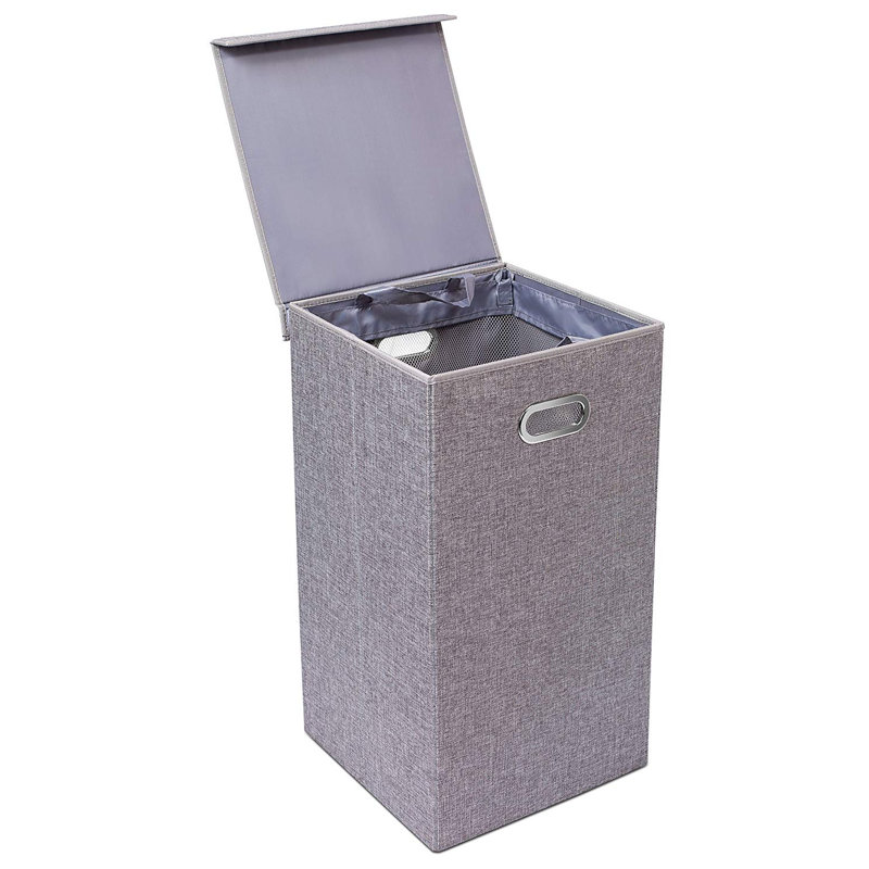 Fabric Laundry Hamper with Handles, Gray, Medium (25.75" H x 14.25" W x 14.25" D)