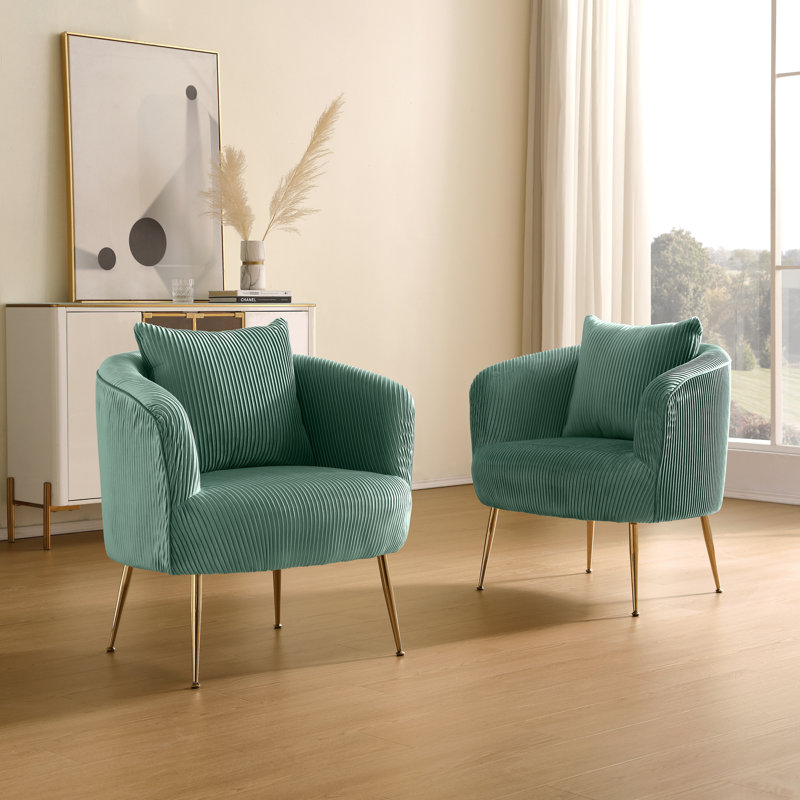 Chrystina 28.74'' Wide Tufted Velvet arm chair, Light Green Velvet