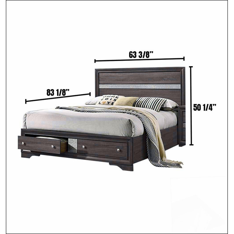 Lit de grand lit contemporain avec tête de lit 1pc et meubles de chambre à coucher