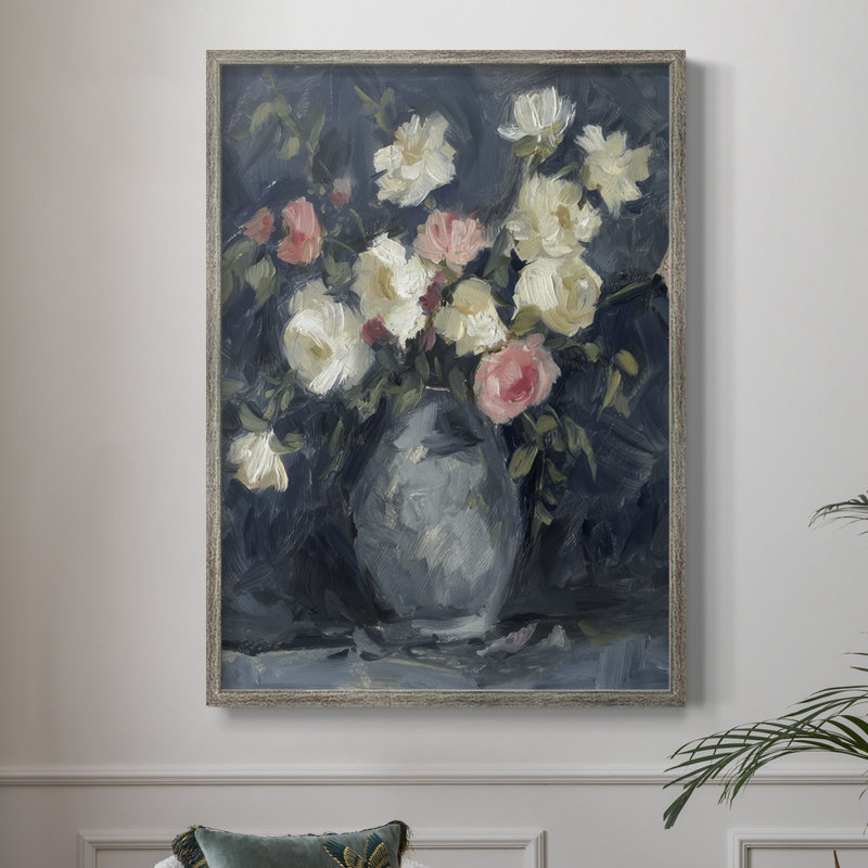 Impasto Floral Arrangement I, reproduction encadrée - bois massif, H 21 po x l 17 po