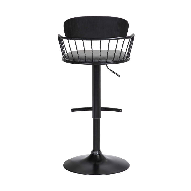 Tabouret de bar réglable en bois noir, Gray