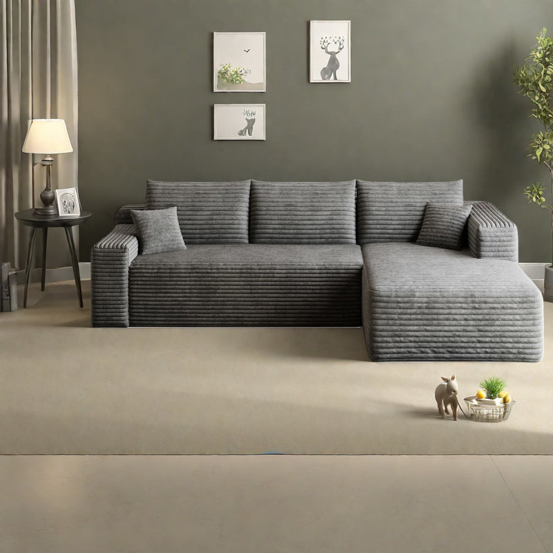 Canapé moderne en velours côtelé de 95 po Compression Sectionals