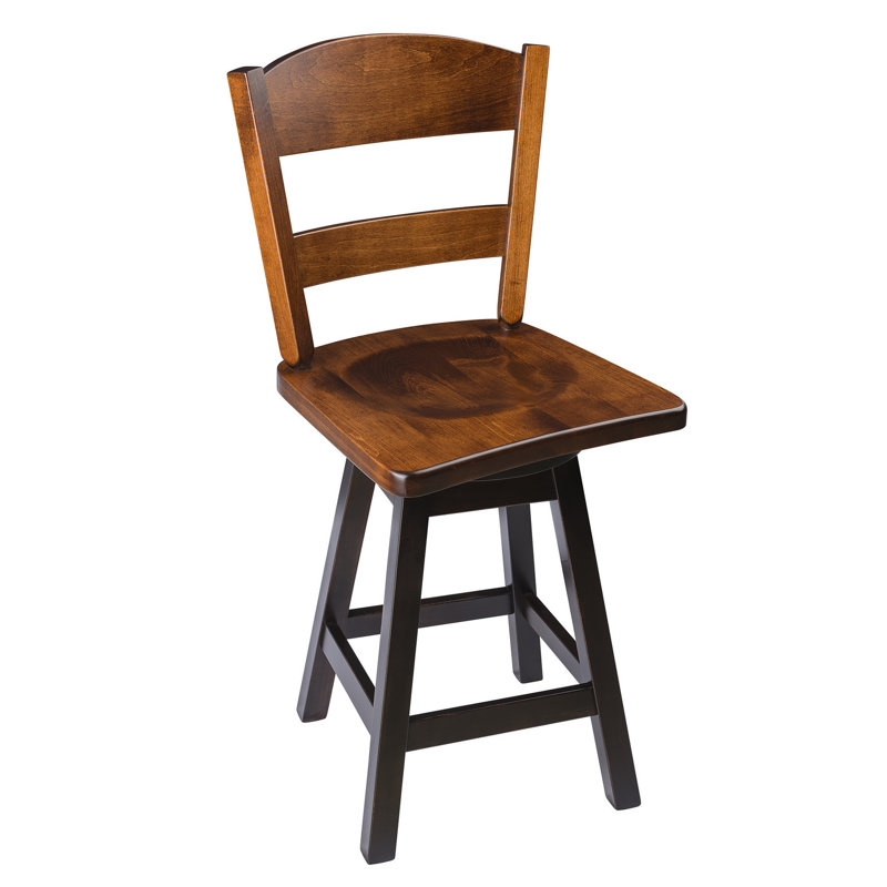 Tabouret de bar pivotant en bois massif Albertville, Cerisier, Tabouret de comptoir (assise de 24 po de hauteur)