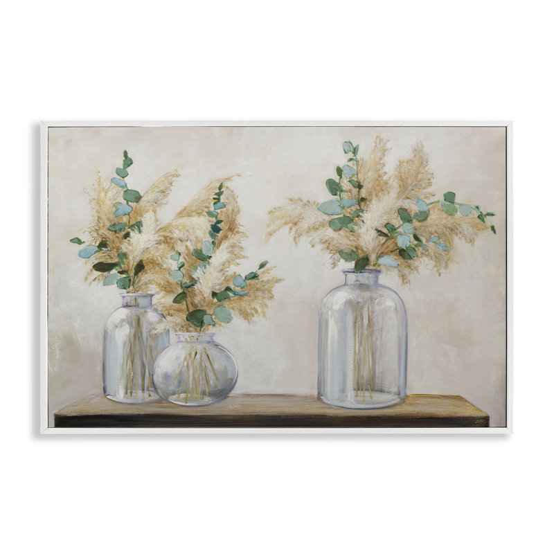 Pampa et eucalyptus gris, estampe numérique par Julia Purinton, Blanc, H 12 po x l 18 po